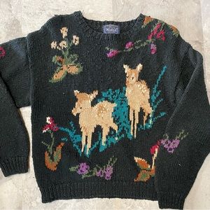 Vintage Women’s Knit Sweater by The Woolrich size Large with Deer
